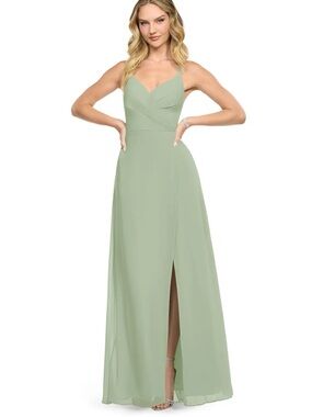 Sage Green Spaghetti Strap Evening Gown